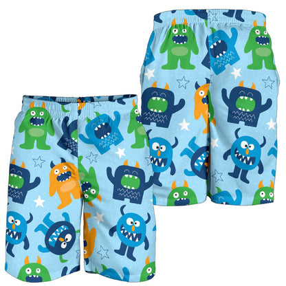 Monster Cartoon Pattern Print Design 04 Mens Shorts