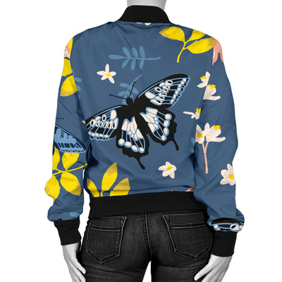 Monarch Butterfly Pattern Print Design 02 Women's Bomber Jacket