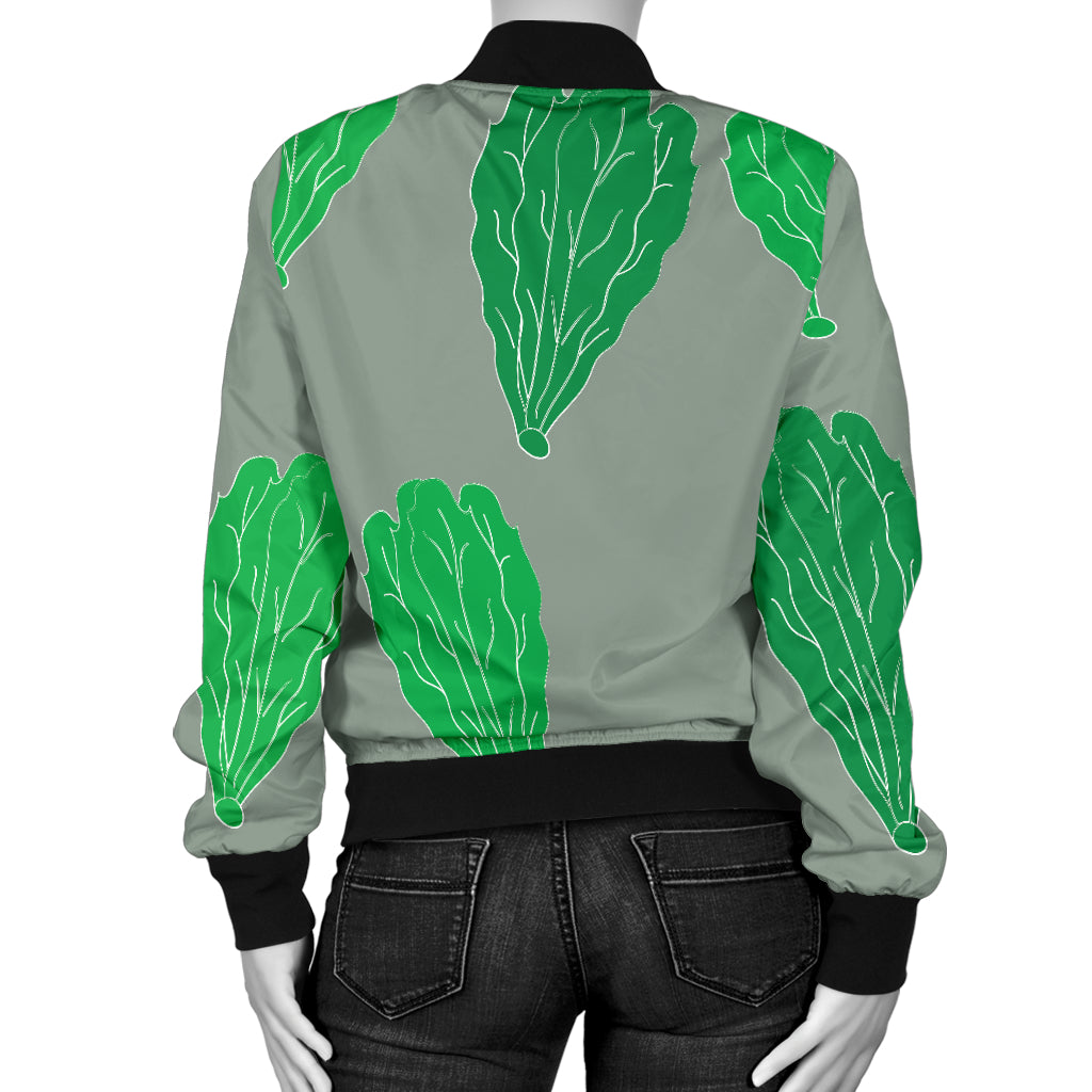 Lettuce Pattern Print Design 02 Women's Bomber Jacket