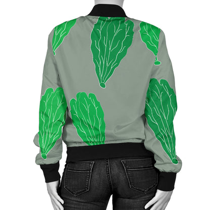Lettuce Pattern Print Design 02 Women's Bomber Jacket