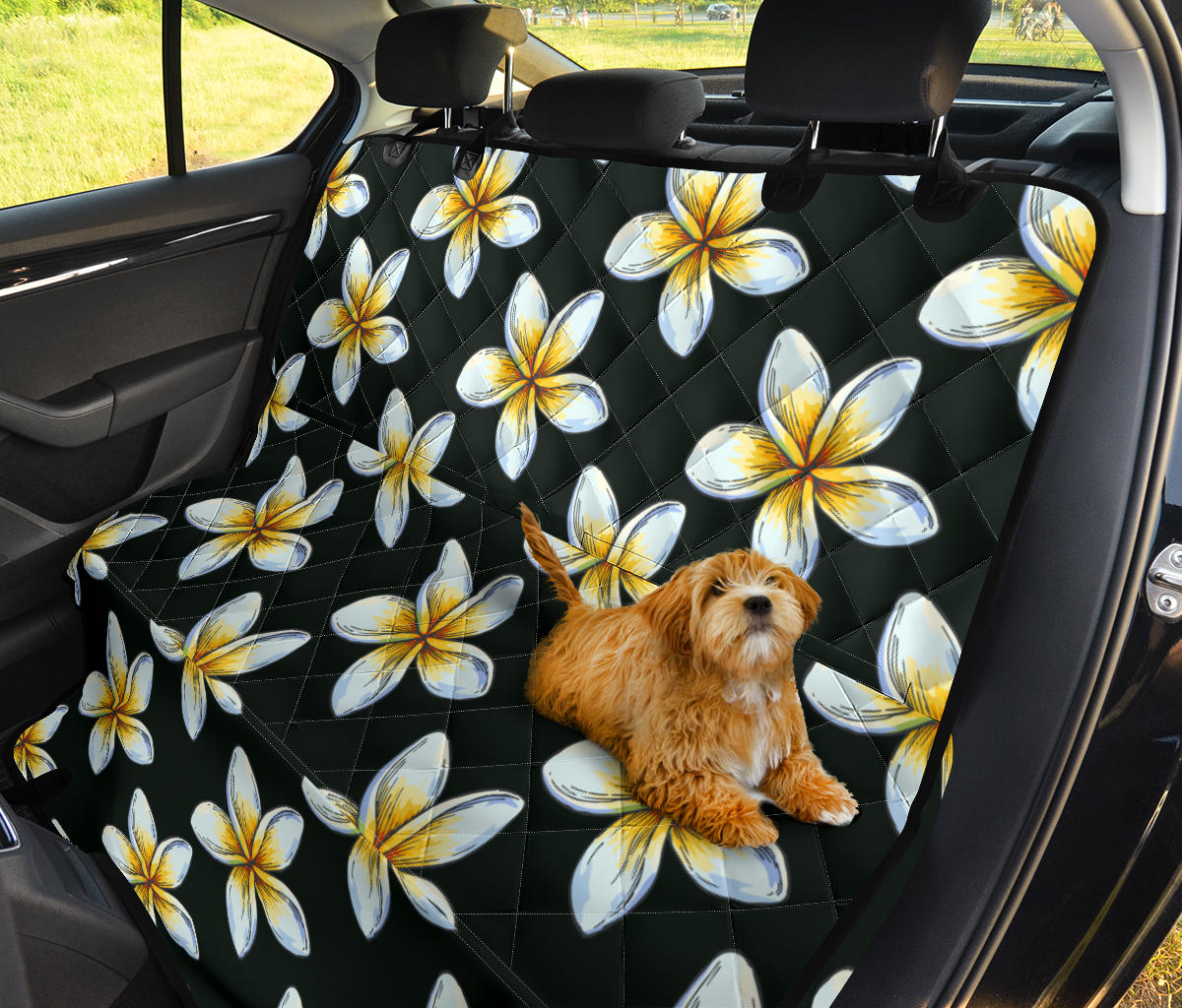 White Plumeria Pattern Print Design PM022 Rear Dog  Seat Cover