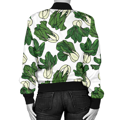 Bok Choy Pattern Print Design 02 Women's Bomber Jacket