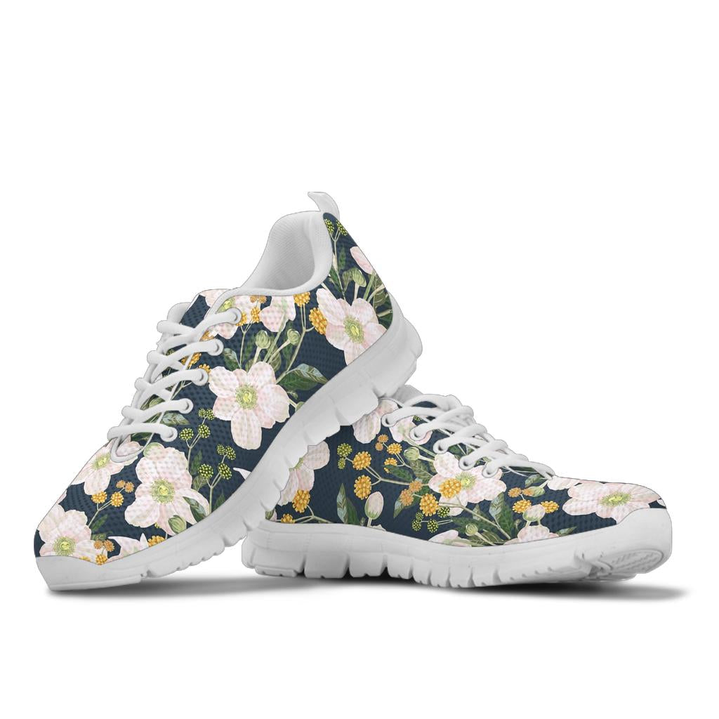 Anemone Pattern Print Design AM04 Sneakers White Bottom Shoes