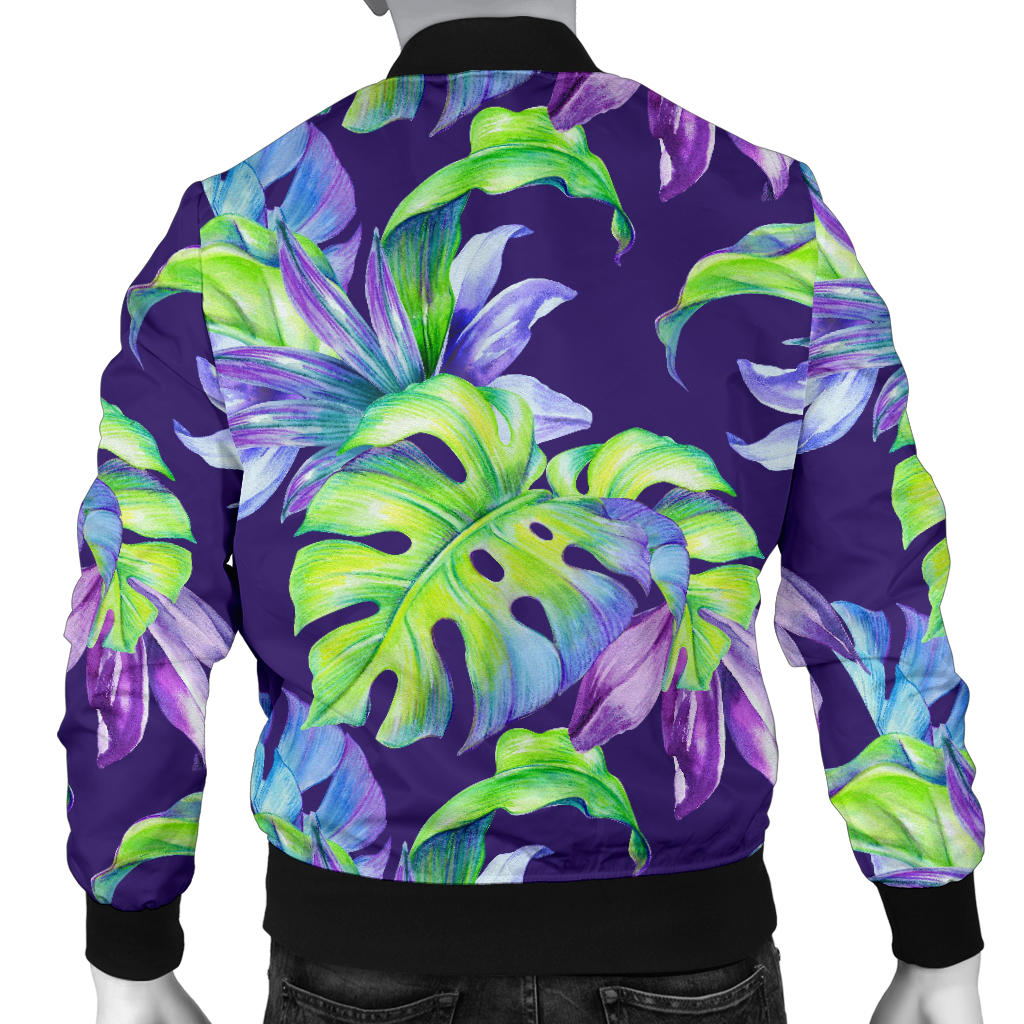 Tropical Flower Pattern Print Design TF019 Men Bomber Jacket