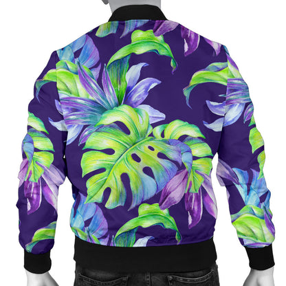Tropical Flower Pattern Print Design TF019 Men Bomber Jacket