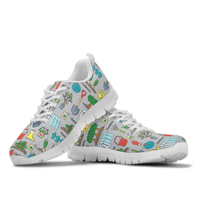 Gardening Pattern Print Design G07 Sneakers White Bottom Shoes