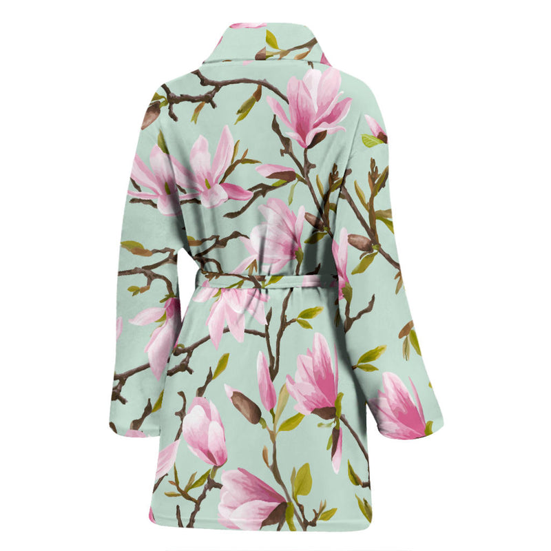 Magnolia Pattern Print Design MAG04 Women Bathrobe