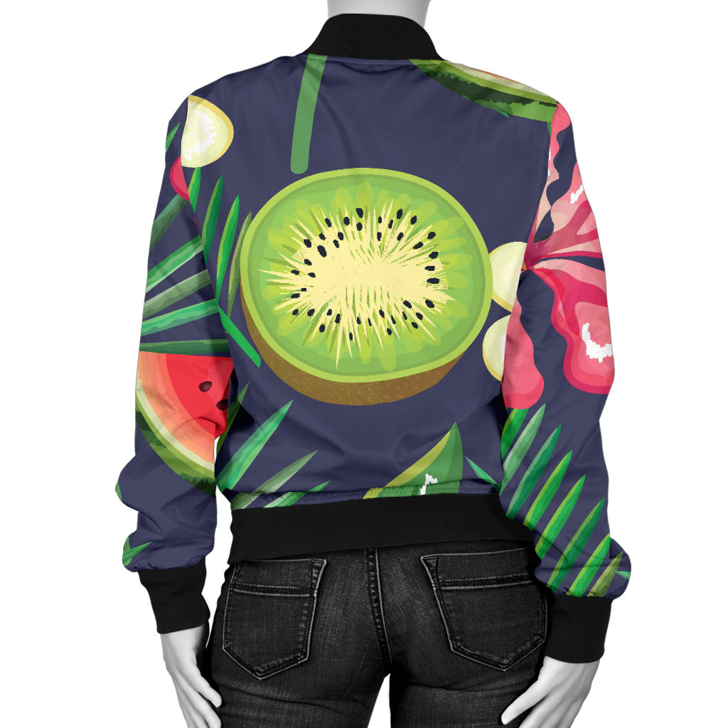 Tropical Fruits Pattern Print Design TF05 Women Bomber Jacket