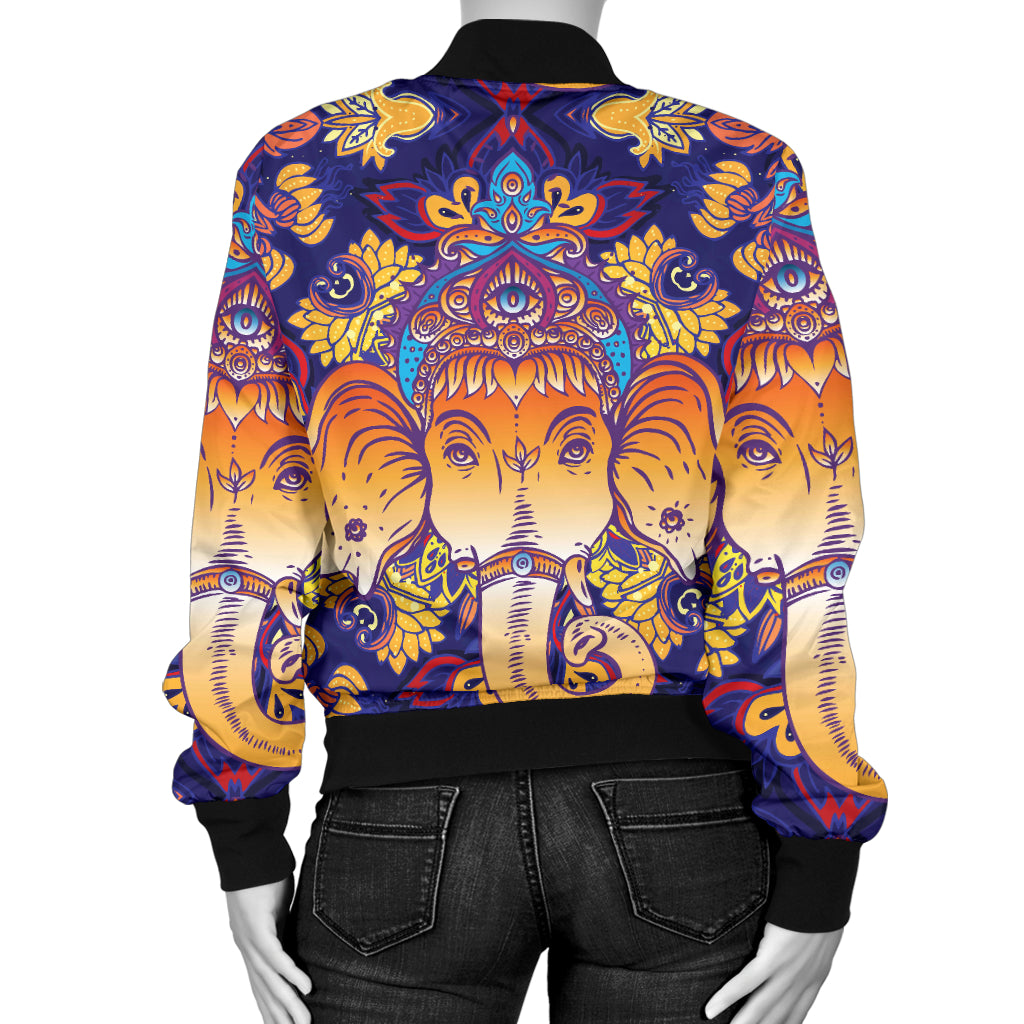 Ganesha Pattern Print Design 01 Women's Bomber Jacket