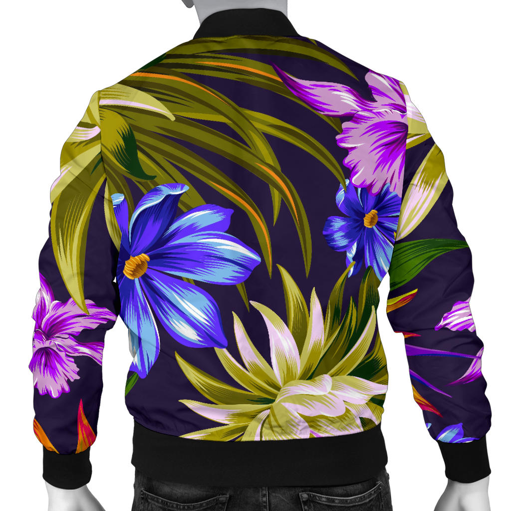Water Lily Pattern Print Design WL08 Men Bomber Jacket