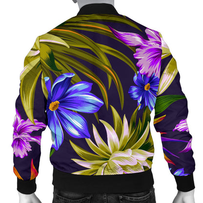 Water Lily Pattern Print Design WL08 Men Bomber Jacket