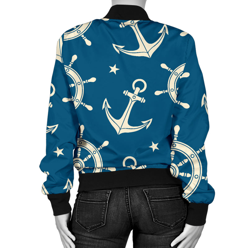 Anchor Pattern Print Design 01 Women's Bomber Jacket