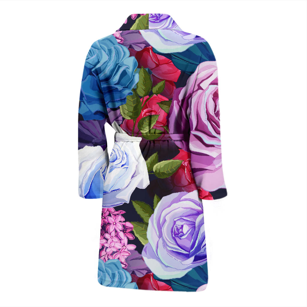 Rose Pattern Print Design RO09 Men Bathrobe