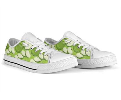 Apple Pattern Print Design AP010 White Bottom Low Top Shoes