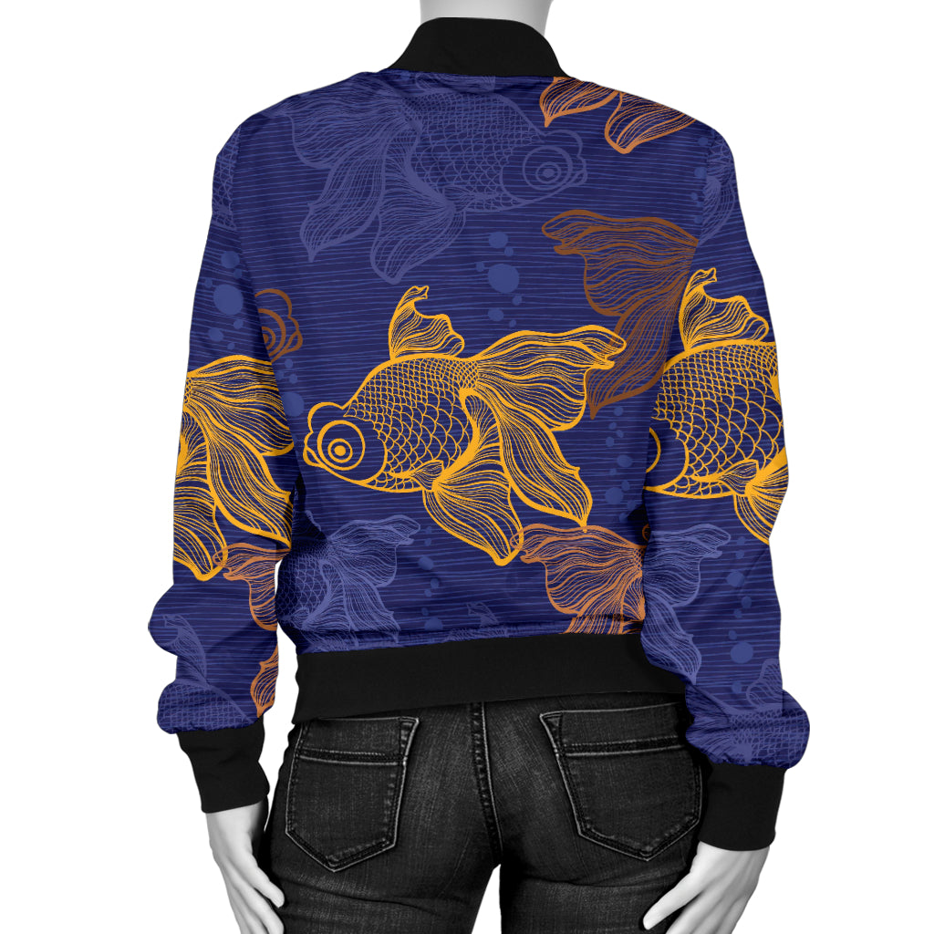 Goldfish Pattern Print Design 01 Women's Bomber Jacket