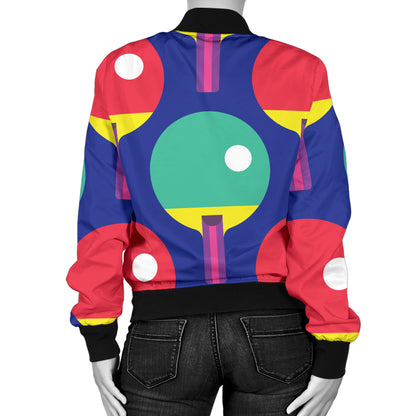 Ping Pong Pattern Print Design A03 Women's Bomber Jacket
