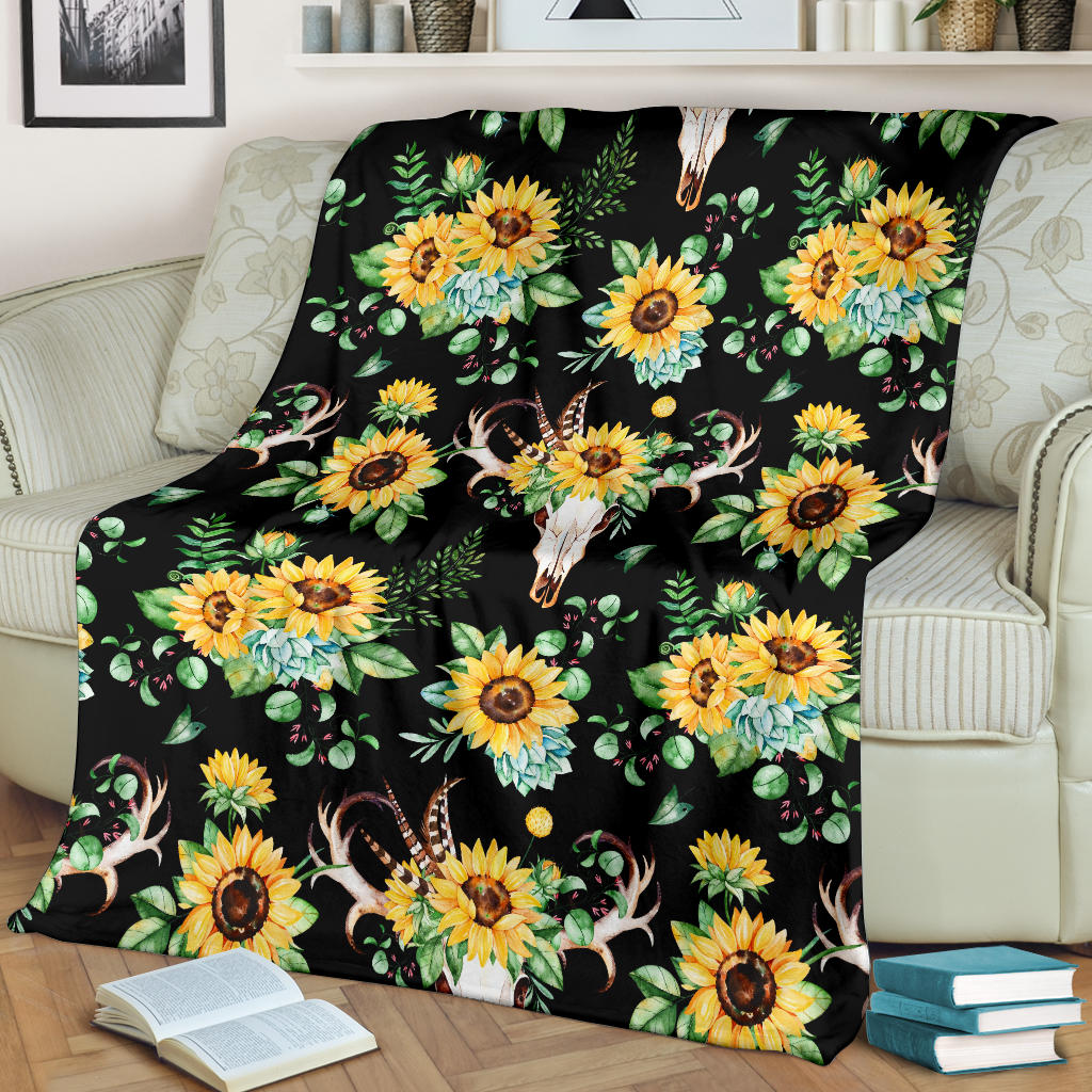 Sunflower Pattern Print Design SF08 Fleece Blanket