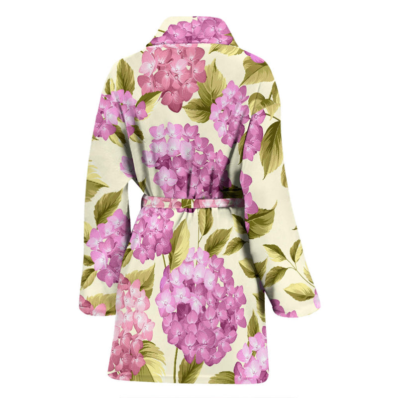 Hydrangea Pattern Print Design HD05 Women Bathrobe