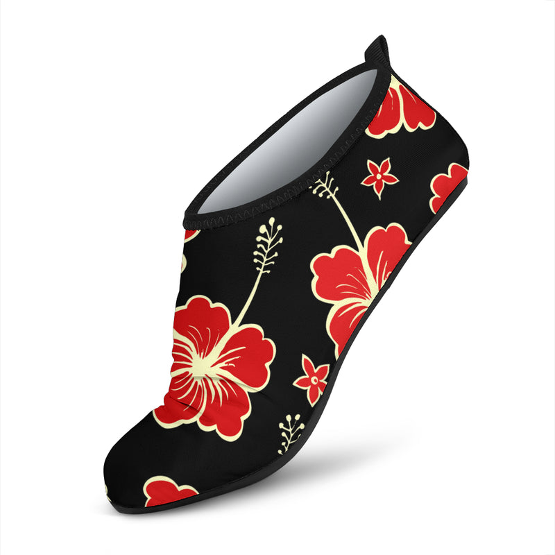 Red Hibiscus Pattern Print Design HB021 Aqua Water Shoes