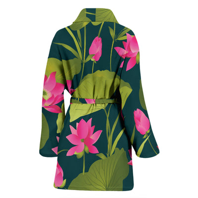 Water Lily Pattern Print Design WL09 Women Bathrobe