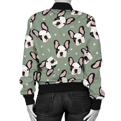 Boston Terrier Pattern Print Design 05 Women's Bomber Jacket