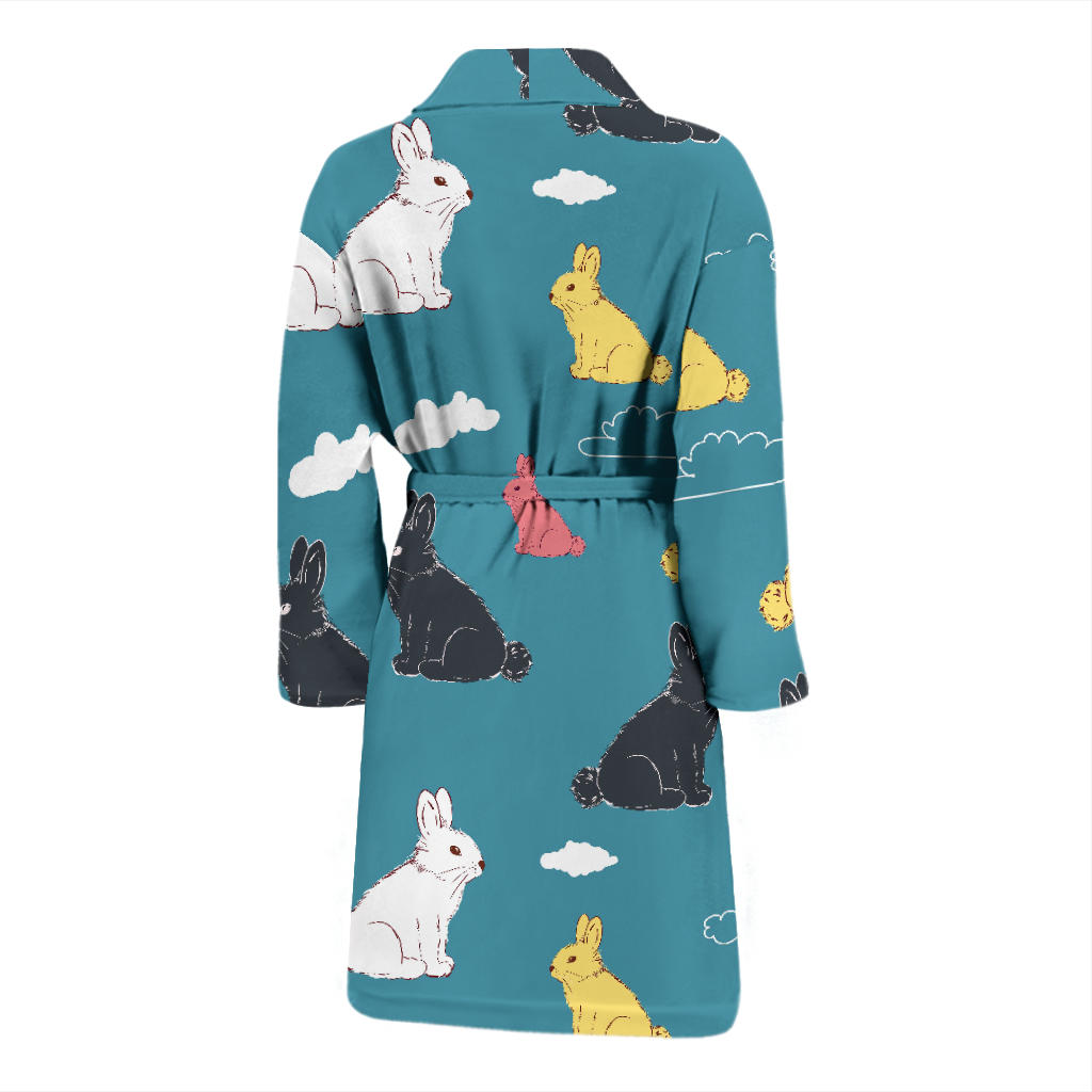Rabbit Pattern Print Design RB014 Men Bathrobe