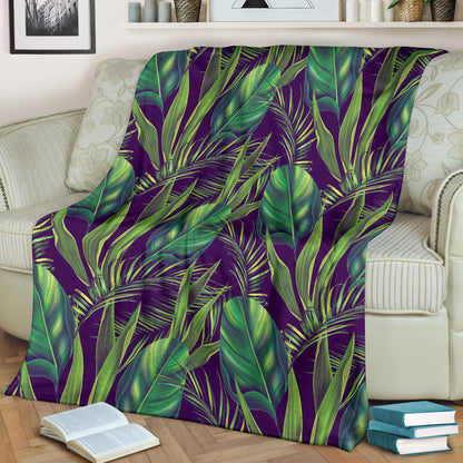 Palm Leaves Pattern Print Design PL03 Fleece Blanket