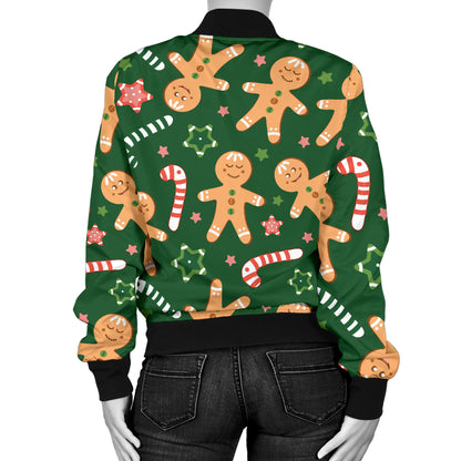 Gingerbread Pattern Print Design 04 Women's Bomber Jacket