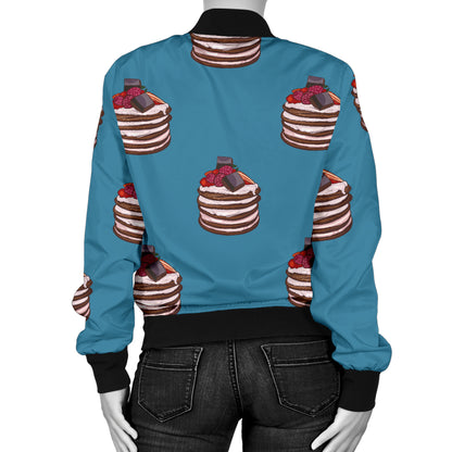 Pancake Pattern Print Design A03 Women's Bomber Jacket