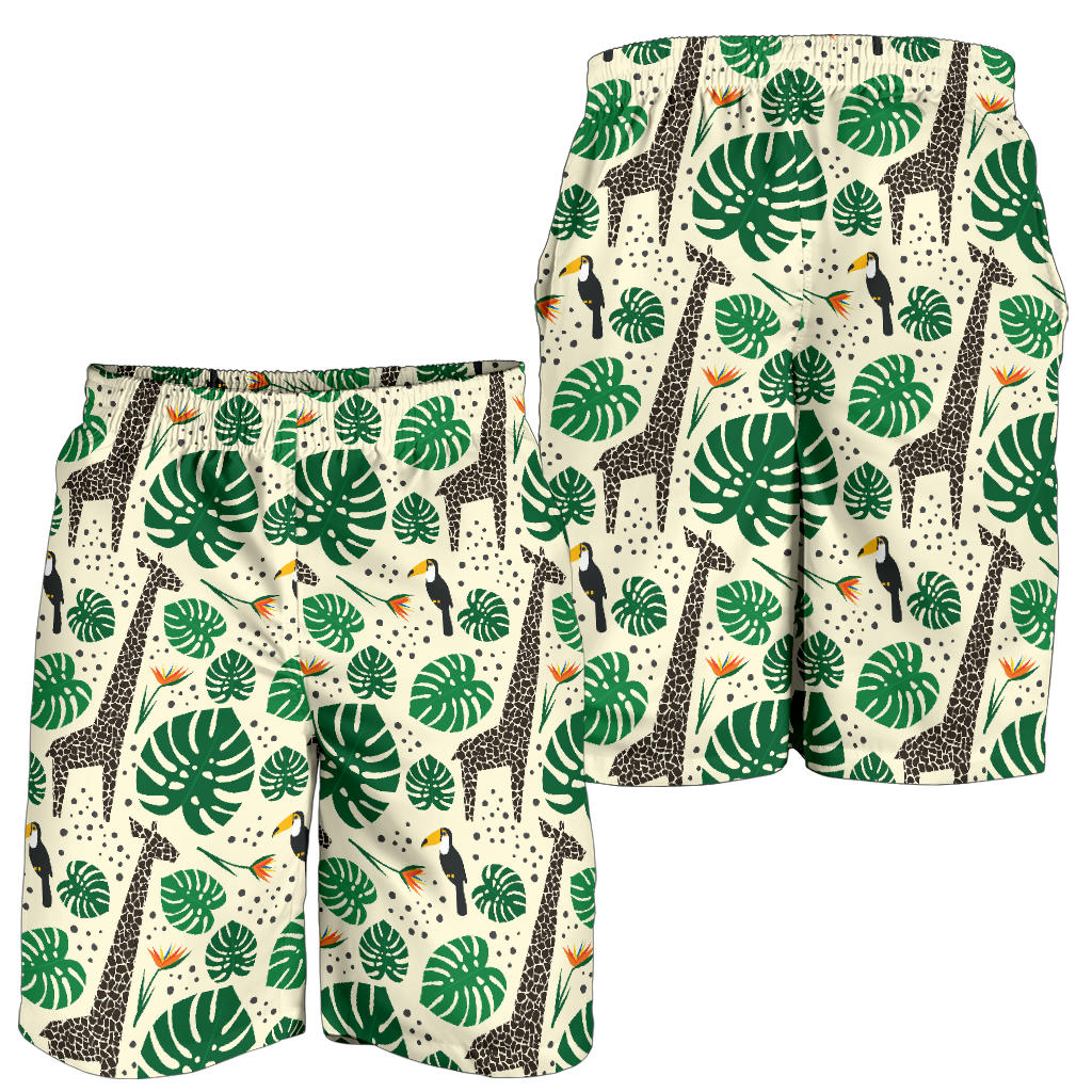 Rainforest Giraffe Pattern Print Design A02 Mens Shorts