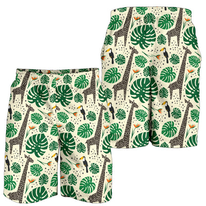 Rainforest Giraffe Pattern Print Design A02 Mens Shorts