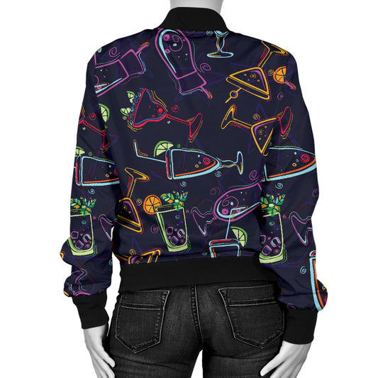 Cocktail Pattern Print Design 04 Women's Bomber Jacket