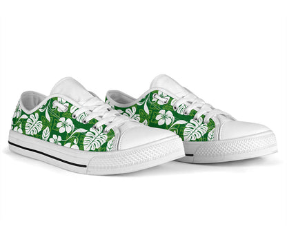Hawaiian Themed Pattern Print Design H016 White Bottom Low Top Shoes