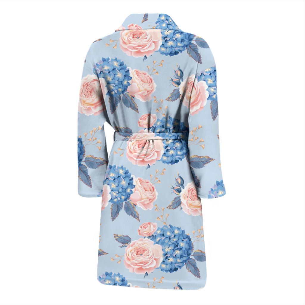 Hydrangea Pattern Print Design HD06 Men Bathrobe