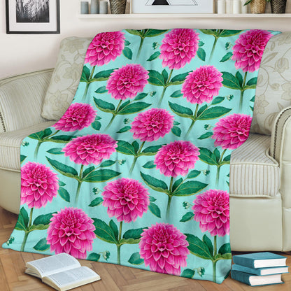 Dahlia Pattern Print Design DH08 Fleece Blanket