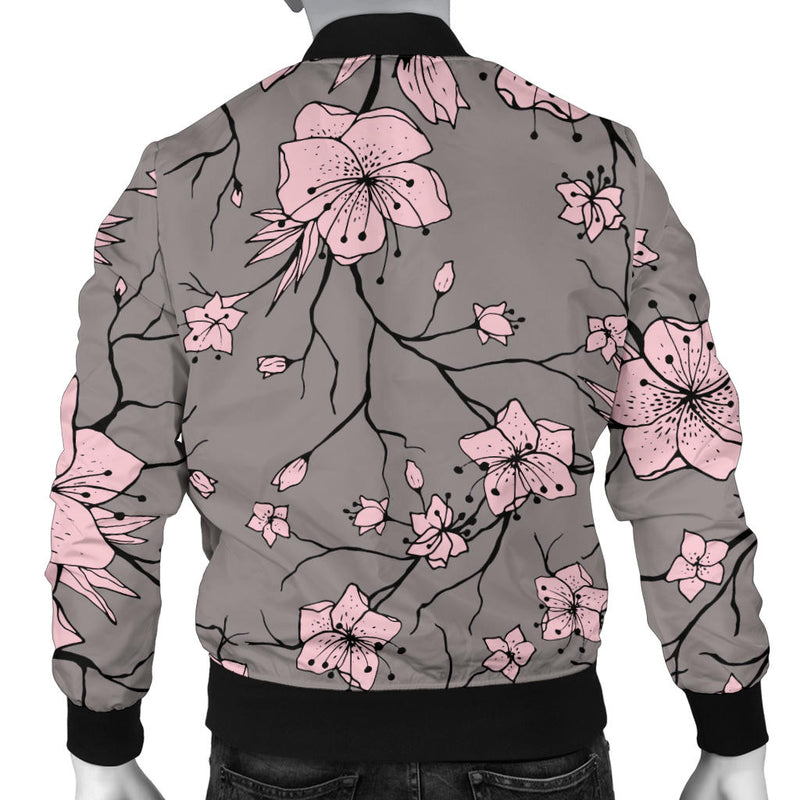 Cherry Blossom Pattern Print Design CB05 Men Bomber Jacket