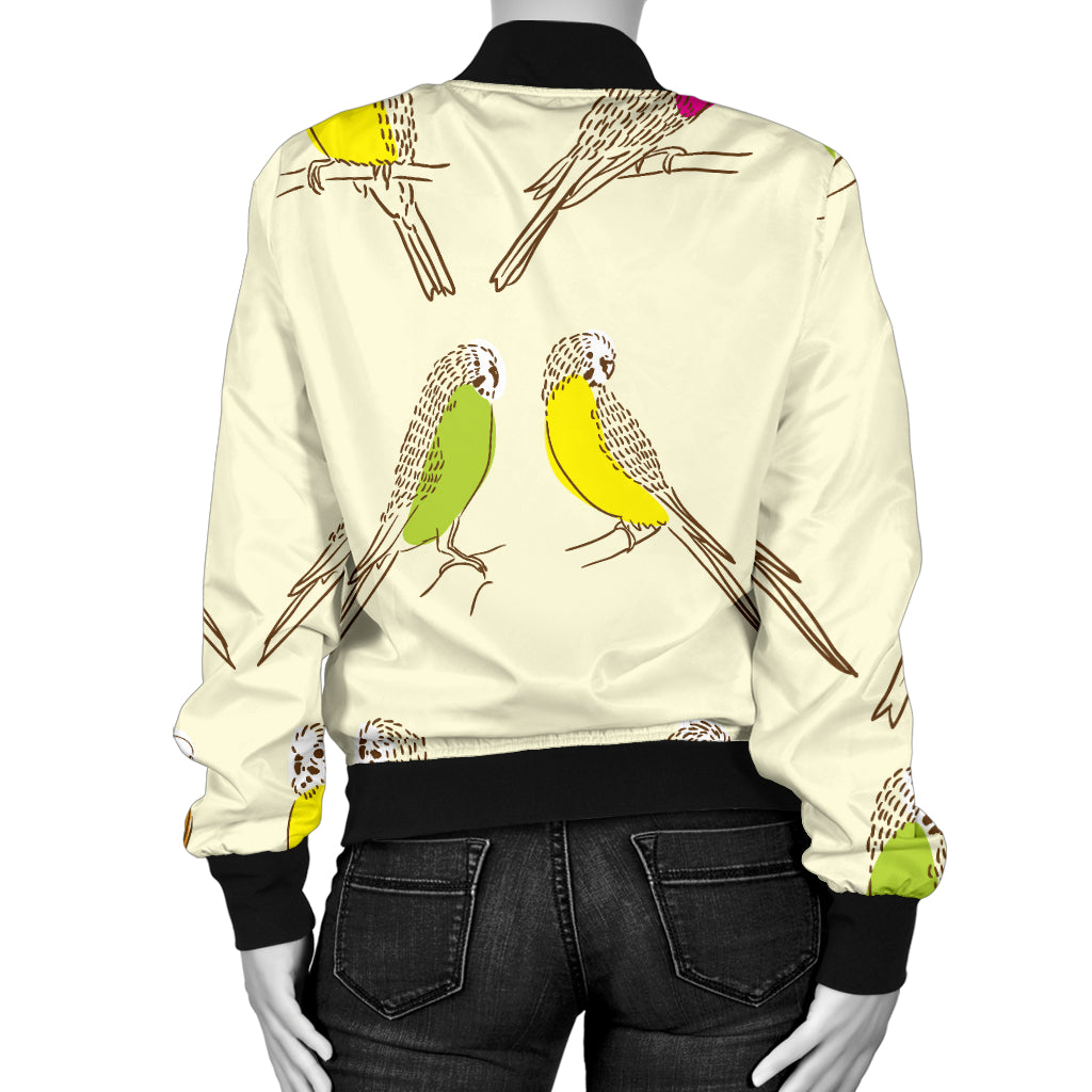 Parakeet Pattern Print Design A01 Women's Bomber Jacket