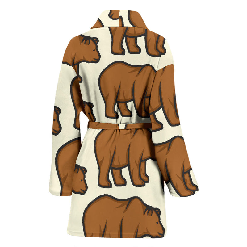 Bear Pattern Print Design BE05 Women Bathrobe