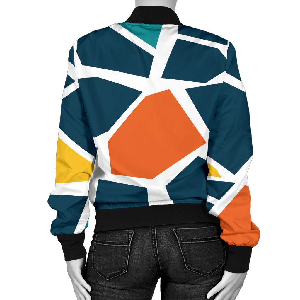 Mosaic Pattern Print Design 02 Women's Bomber Jacket