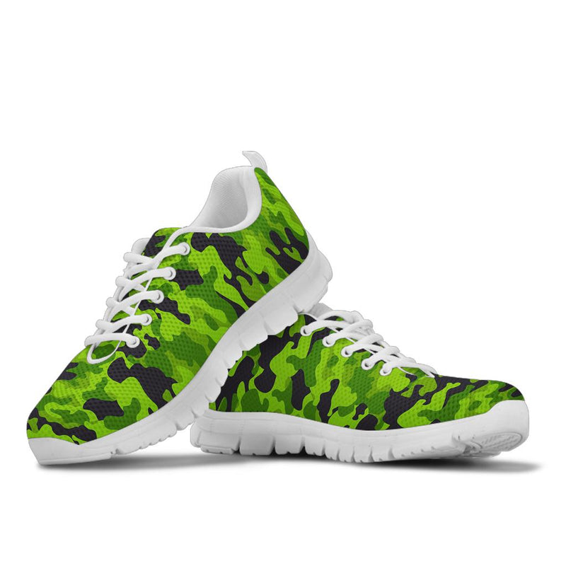 Green Kelly Camo Print Sneakers White Bottom Shoes