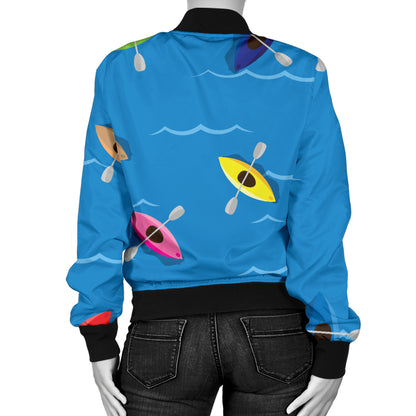 Kayak Pattern Print Design 03 Women's Bomber Jacket