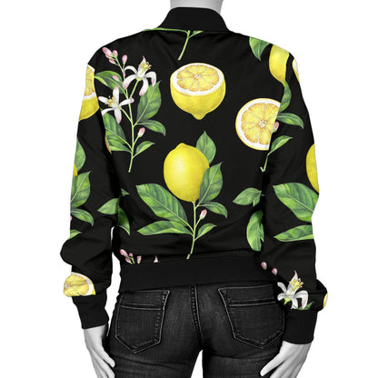 Lemon Pattern Print Design LM02 Women Bomber Jacket