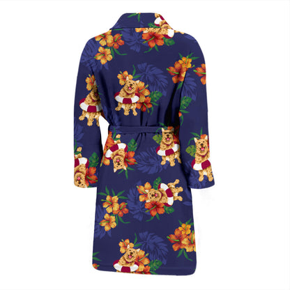 Hawaiian Themed Pattern Print Design H02 Men Bathrobe