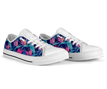 Tropical Flower Pattern Print Design TF024 White Bottom Low Top Shoes