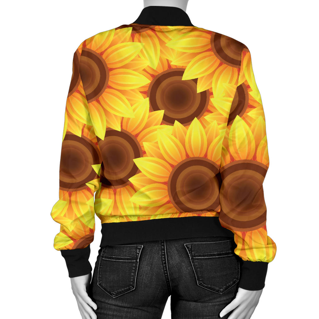 Sunflower Pattern Print Design SF07 Women Bomber Jacket