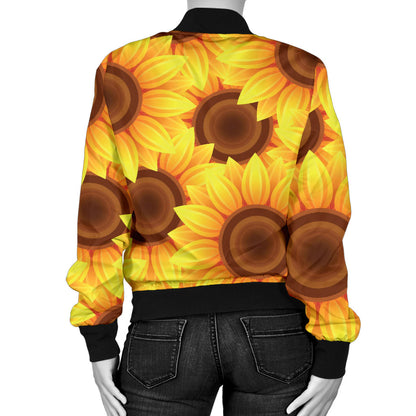 Sunflower Pattern Print Design SF07 Women Bomber Jacket