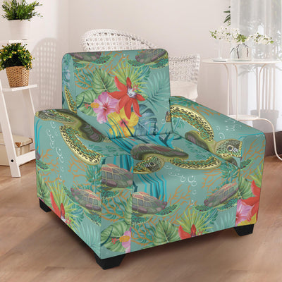 Sea Turtle Pattern Print Design T012 Armchair Slipcover