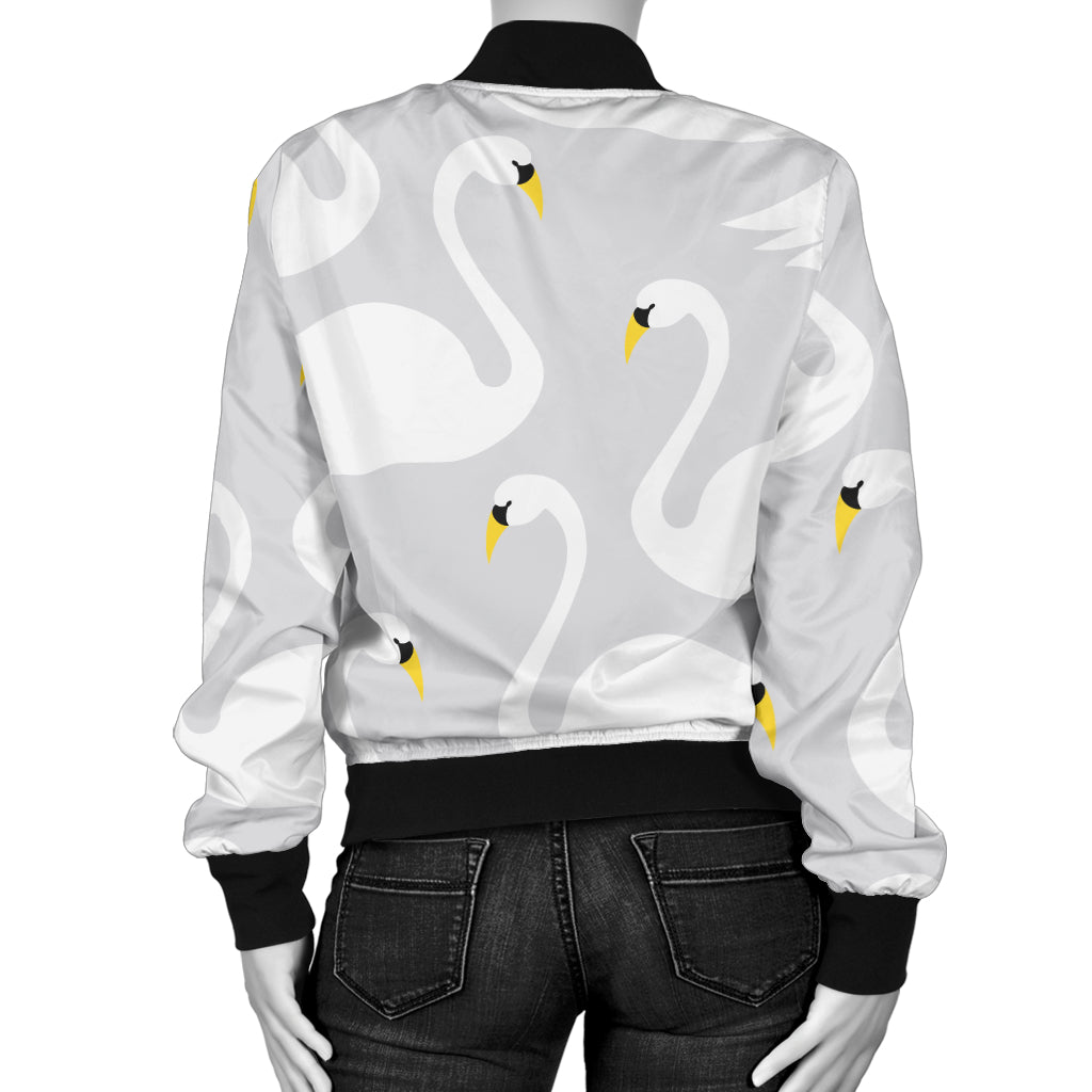 Swan Pattern Print Design 02 Women's Bomber Jacket