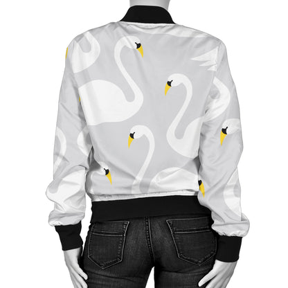 Swan Pattern Print Design 02 Women's Bomber Jacket
