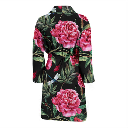 Peony Pattern Print Design PE04 Men Bathrobe